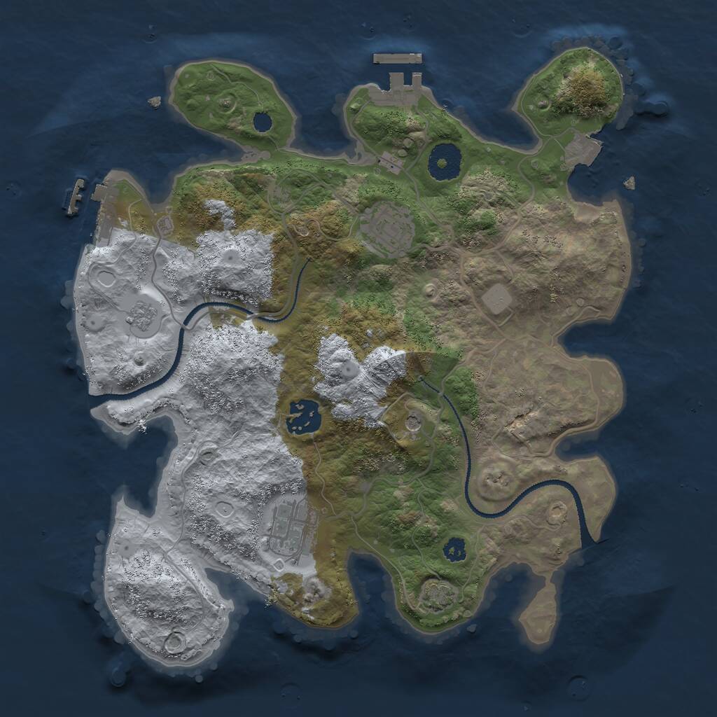 Rust Map: Procedural Map, Size: 3000, Seed: 56347478, 9 Monuments