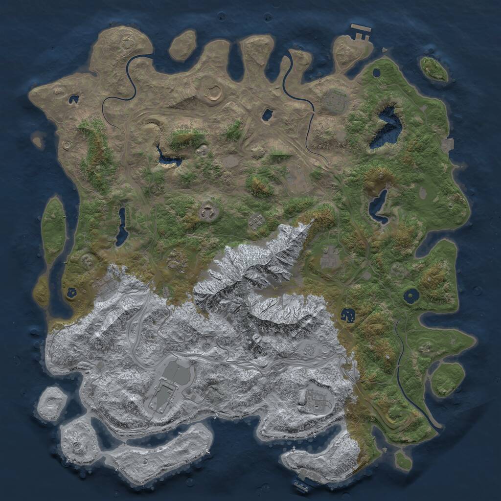 Rust Map: Procedural Map, Size: 5000, Seed: 850, 17 Monuments