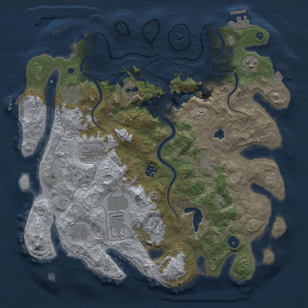 Rust Map: Procedural Map, Size: 4000, Seed: 493257, 16 Monuments