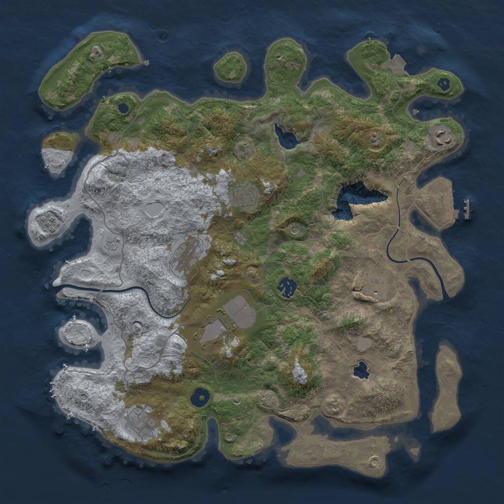 Rust Map: Procedural Map, Size: 4000, Seed: 1910032356, 13 Monuments