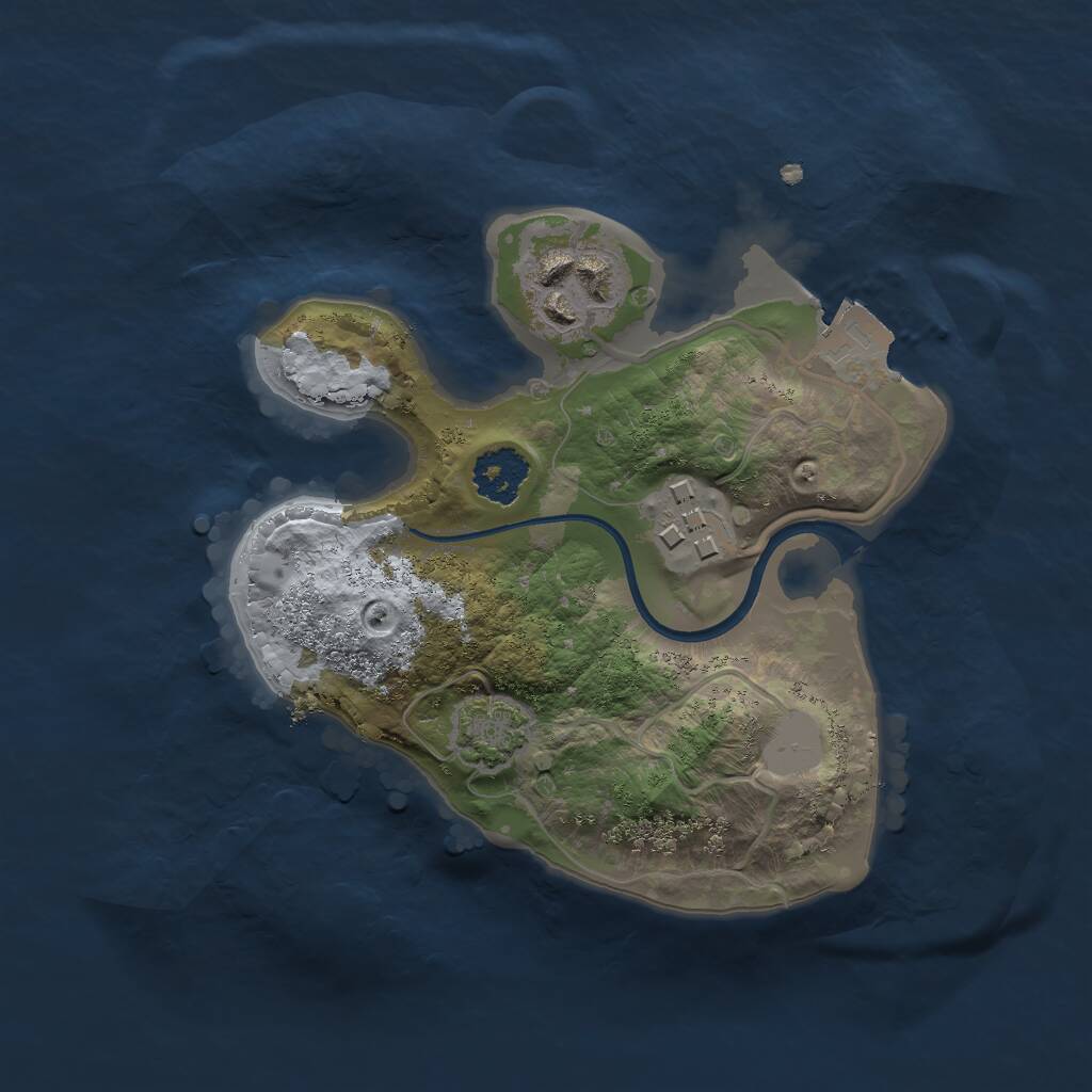 Rust Map: Procedural Map, Size: 2000, Seed: 1910032356, 4 Monuments