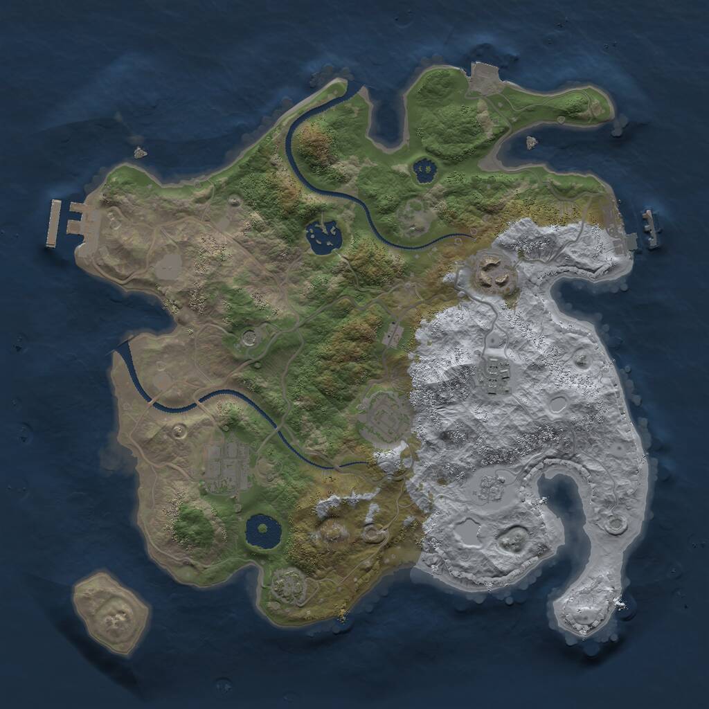 Rust Map: Procedural Map, Size: 3000, Seed: 602677, 11 Monuments