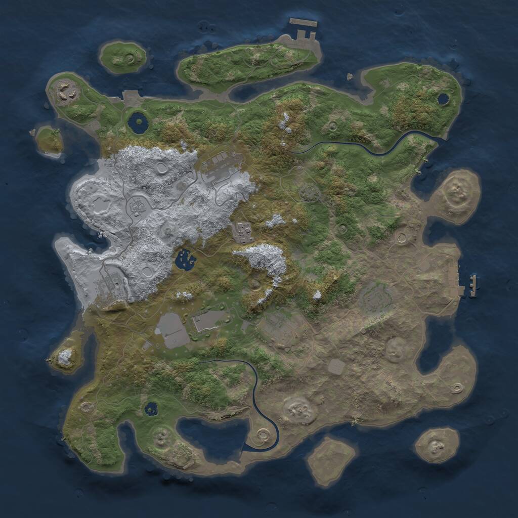 Rust Map: Procedural Map, Size: 3800, Seed: 183928739, 14 Monuments