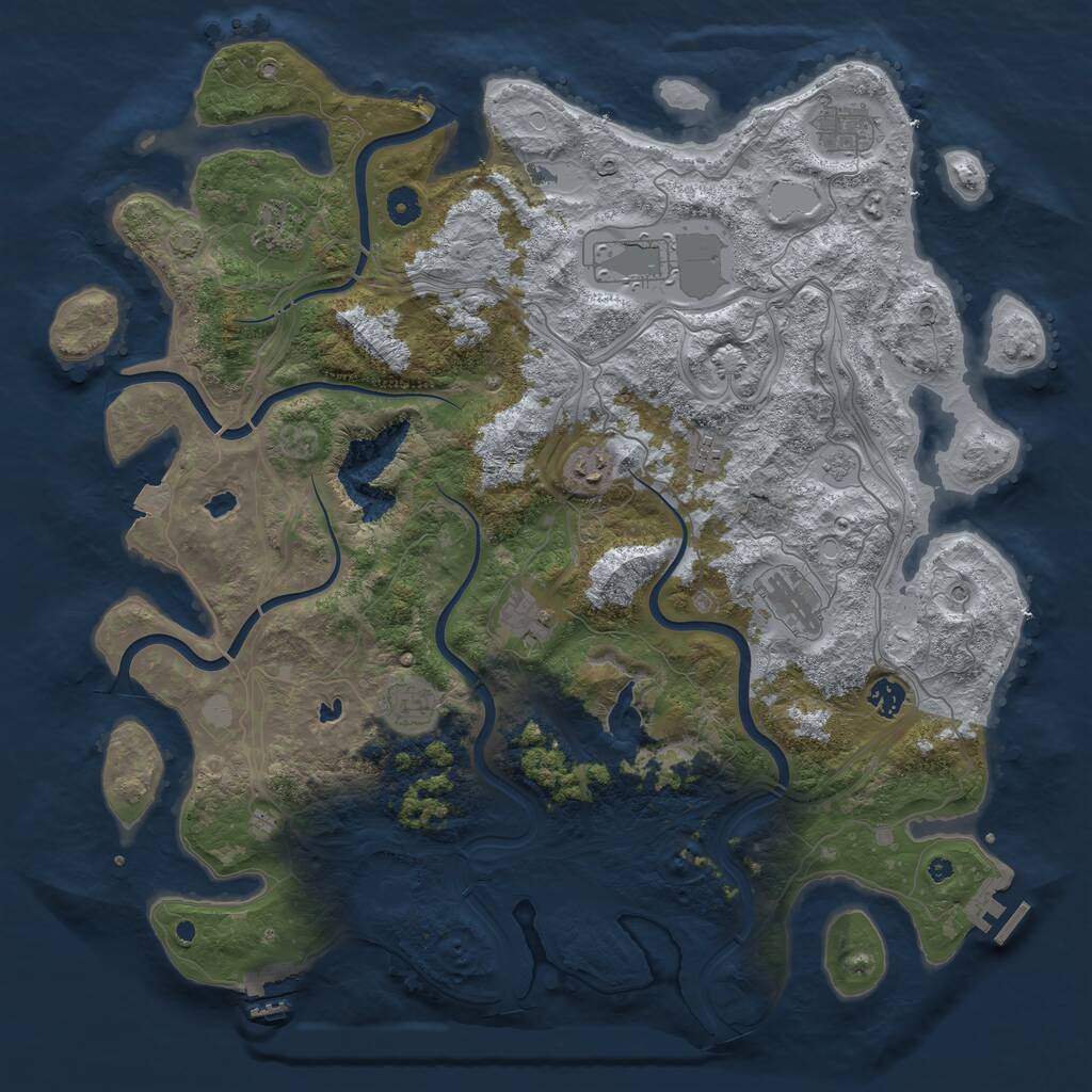 Rust Map: Procedural Map, Size: 4500, Seed: 733, 15 Monuments