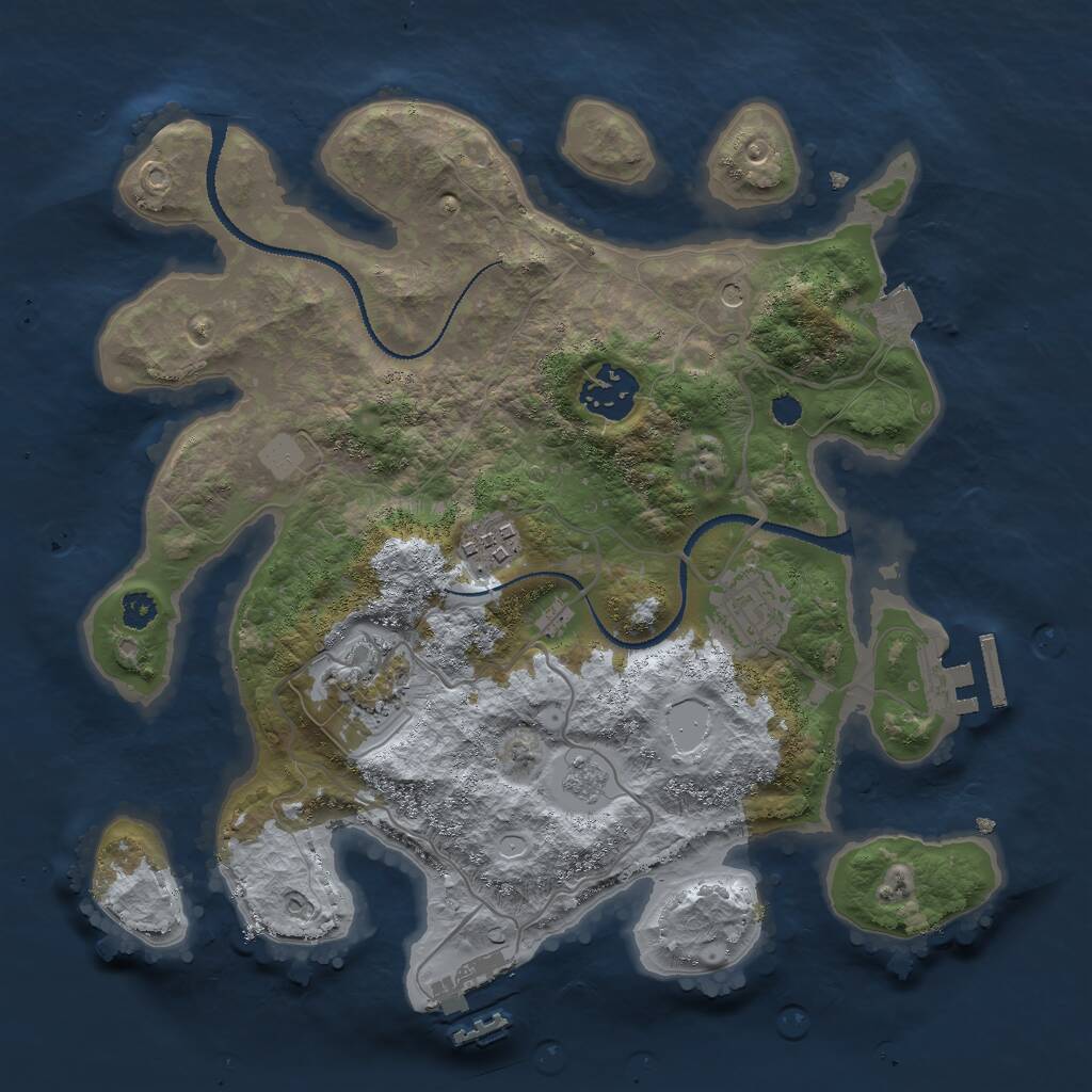 Rust Map: Procedural Map, Size: 3000, Seed: 4061325, 9 Monuments