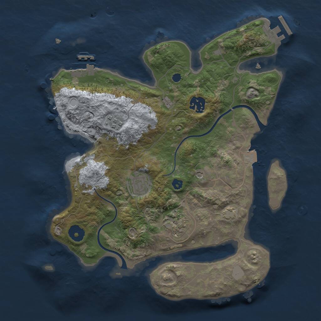 Rust Map: Procedural Map, Size: 3000, Seed: 1869576, 9 Monuments