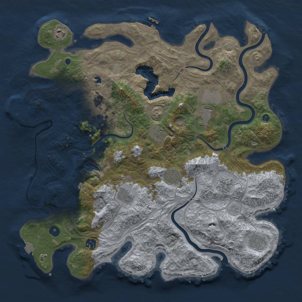 Rust Map: Procedural Map, Size: 4250, Seed: 1087309480, 16 Monuments