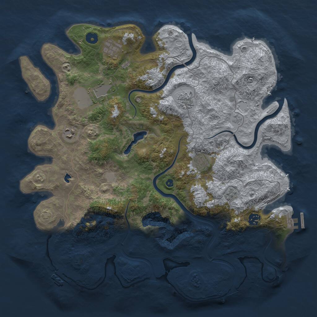 Rust Map: Procedural Map, Size: 4000, Seed: 52347873, 13 Monuments
