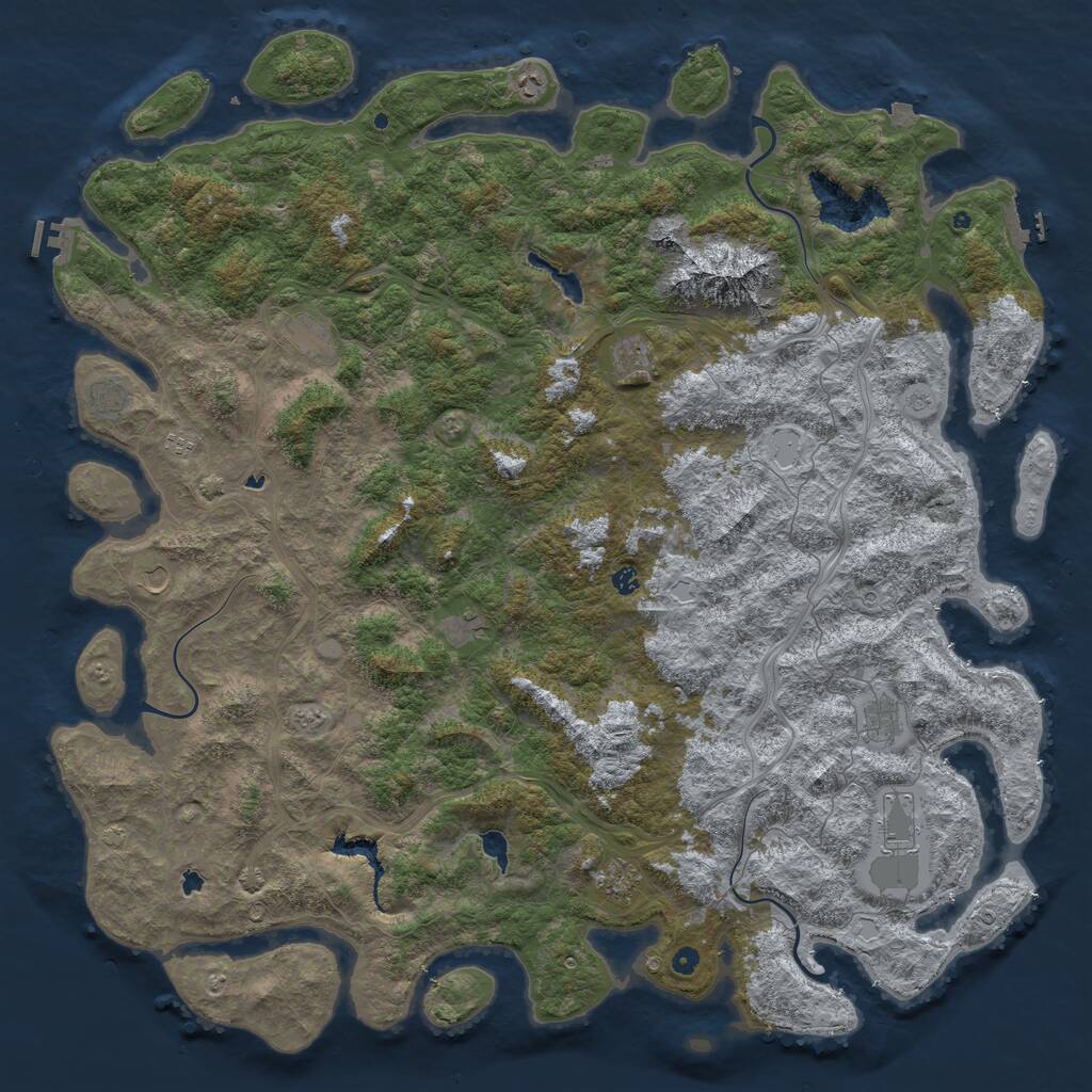 Rust Map: Procedural Map, Size: 6000, Seed: 5496854, 17 Monuments