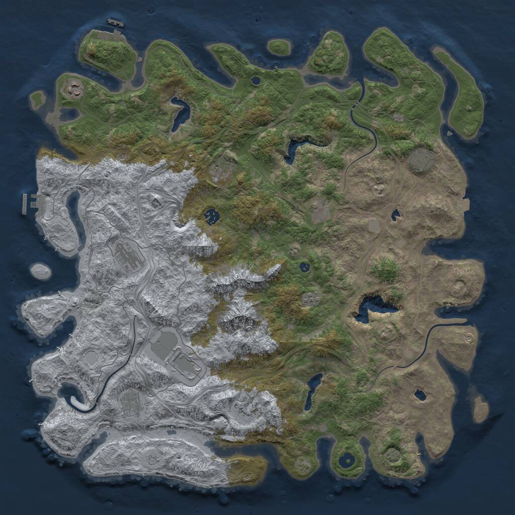 Rust Map: Procedural Map, Size: 5000, Seed: 851, 16 Monuments