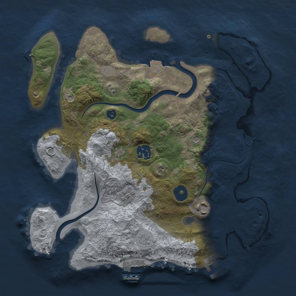 Rust Map: Procedural Map, Size: 3000, Seed: 31755, 8 Monuments