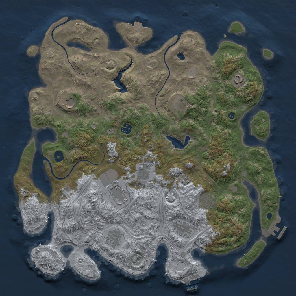 Rust Map: Procedural Map, Size: 4250, Seed: 1850926197, 16 Monuments