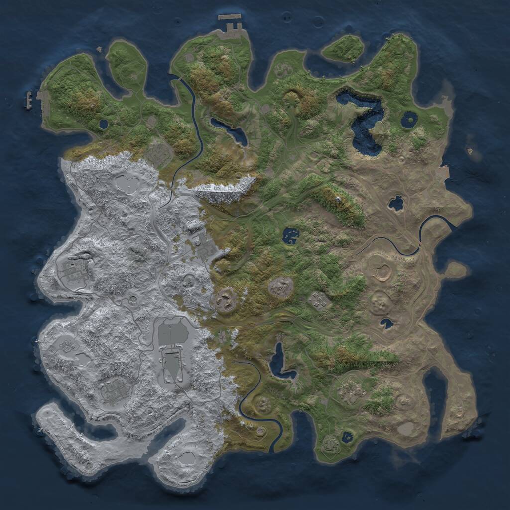 Rust Map: Procedural Map, Size: 4500, Seed: 12486, 16 Monuments