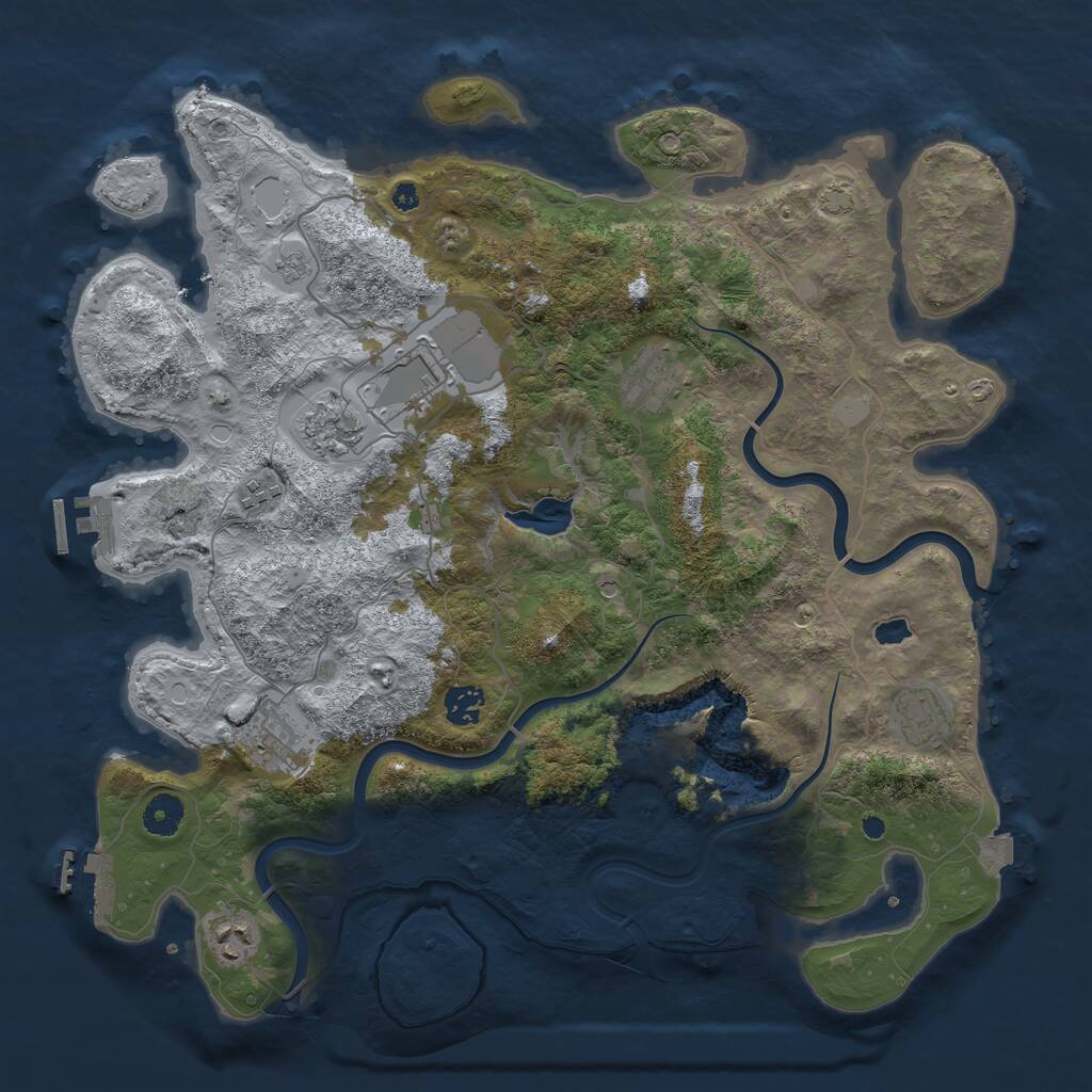 Rust Map: Procedural Map, Size: 4000, Seed: 1923509473, 14 Monuments