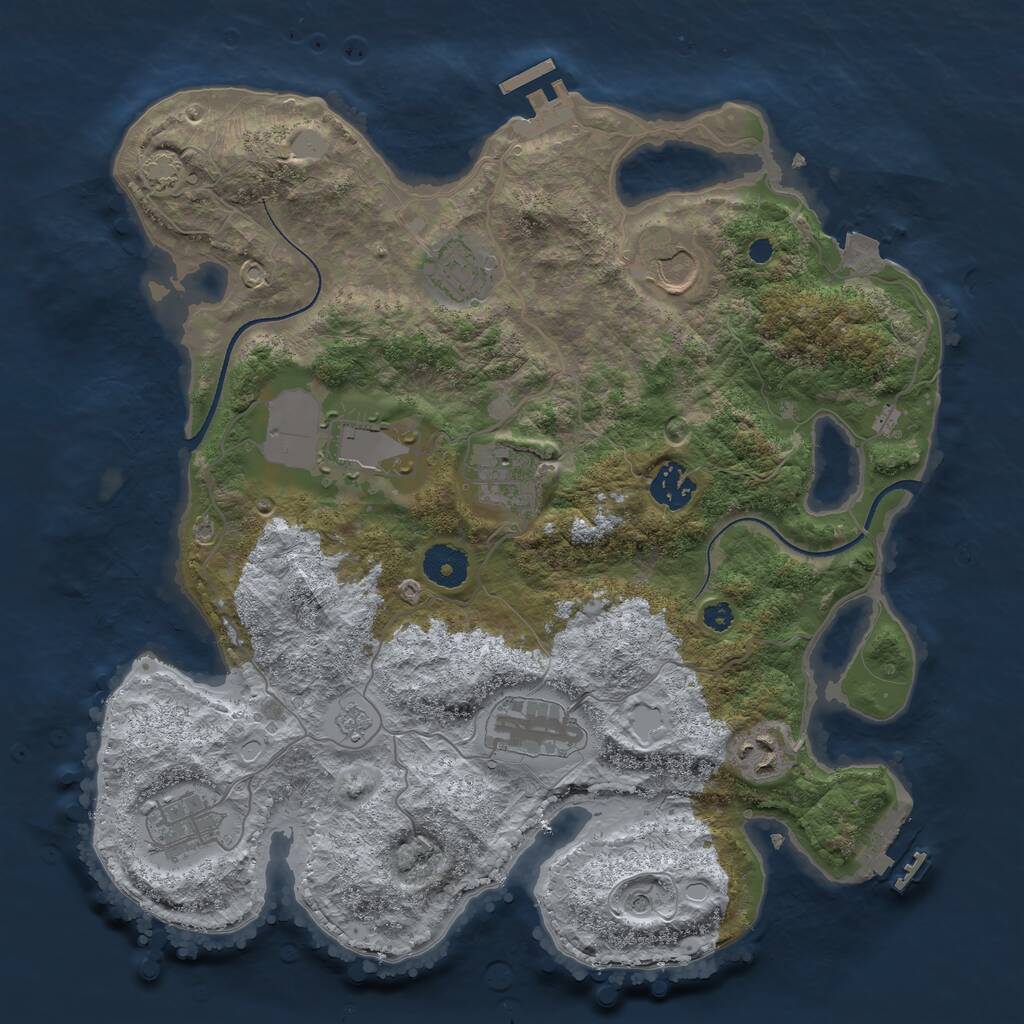 Rust Map: Procedural Map, Size: 3500, Seed: 250990710, 14 Monuments