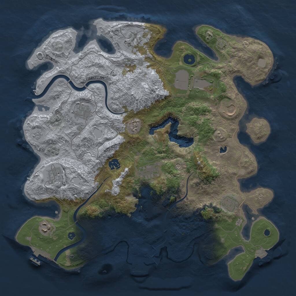 Rust Map: Procedural Map, Size: 4000, Seed: 687382353, 16 Monuments