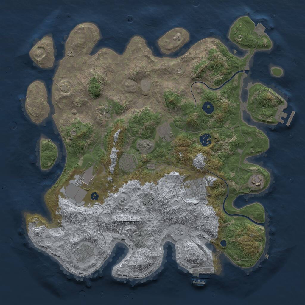 Rust Map: Procedural Map, Size: 3850, Seed: 88284814, 15 Monuments