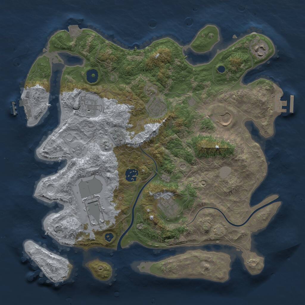 Rust Map: Procedural Map, Size: 3500, Seed: 1298537481, 14 Monuments