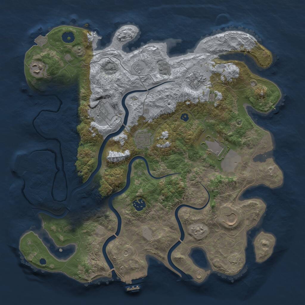 Rust Map: Procedural Map, Size: 3750, Seed: 966011290, 14 Monuments