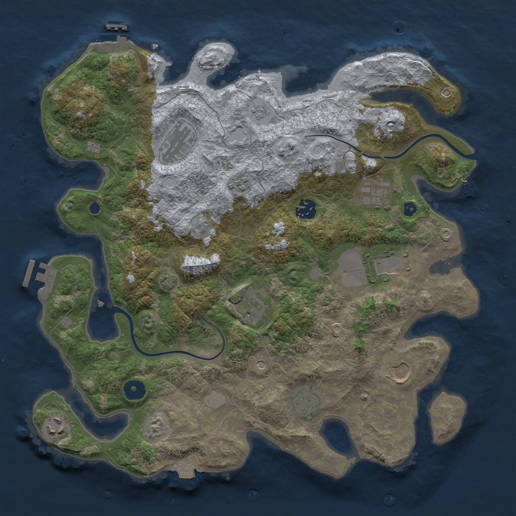 Rust Map: Procedural Map, Size: 3750, Seed: 966011290, 15 Monuments