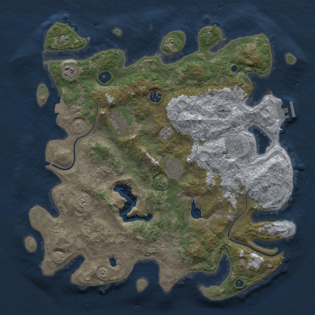 Rust Map: Procedural Map, Size: 4000, Seed: 930259418, 11 Monuments
