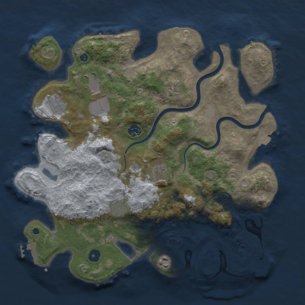 Rust Map: Procedural Map, Size: 3750, Seed: 1124457120, 14 Monuments