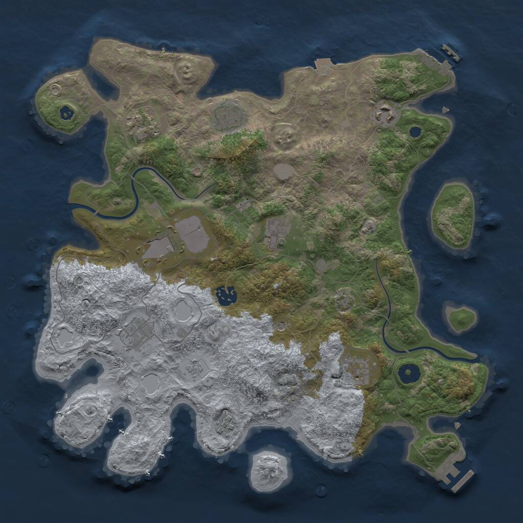 Rust Map: Procedural Map, Size: 3750, Seed: 784703418, 15 Monuments