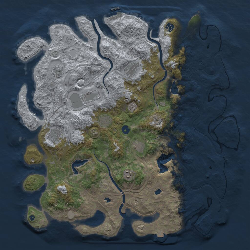 Rust Map: Procedural Map, Size: 4500, Seed: 1119079396, 15 Monuments