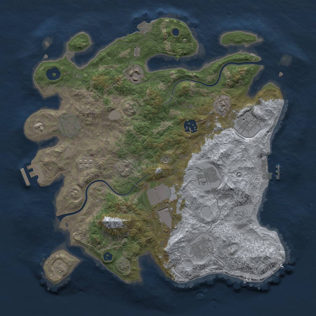 Rust Map: Procedural Map, Size: 3500, Seed: 1209992498, 14 Monuments