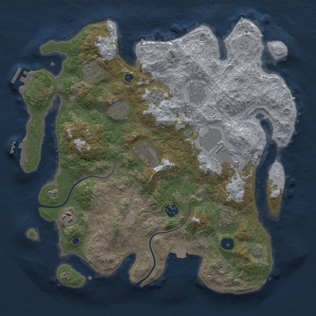 Rust Map: Procedural Map, Size: 3750, Seed: 447988177, 15 Monuments