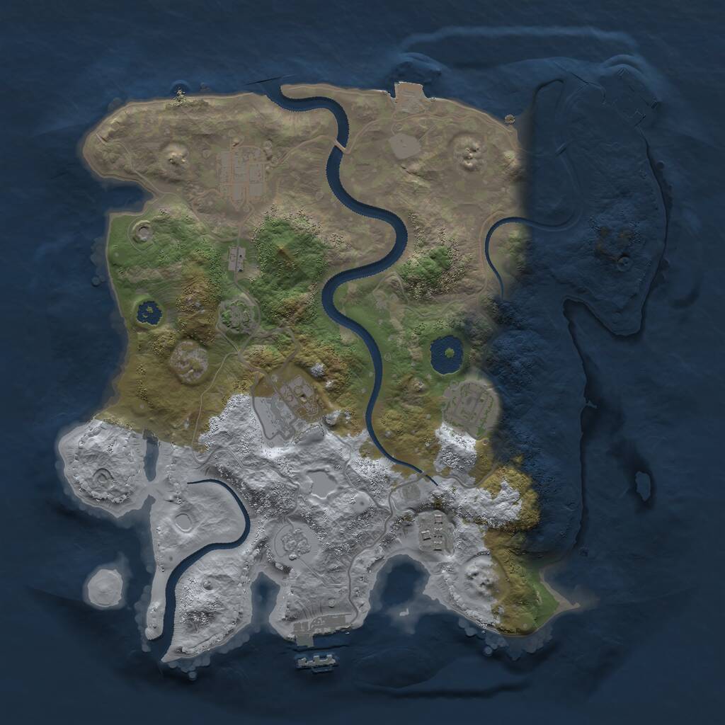 Rust Map: Procedural Map, Size: 2999, Seed: 7, 9 Monuments