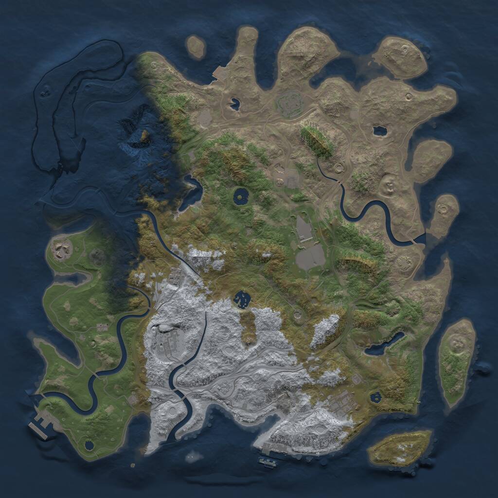 Rust Map: Procedural Map, Size: 4500, Seed: 2138572271, 14 Monuments
