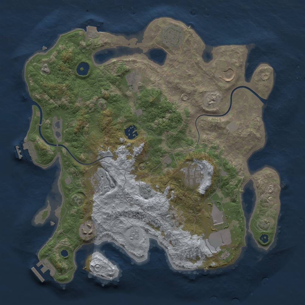 Rust Map: Procedural Map, Size: 3500, Seed: 1382714244, 14 Monuments