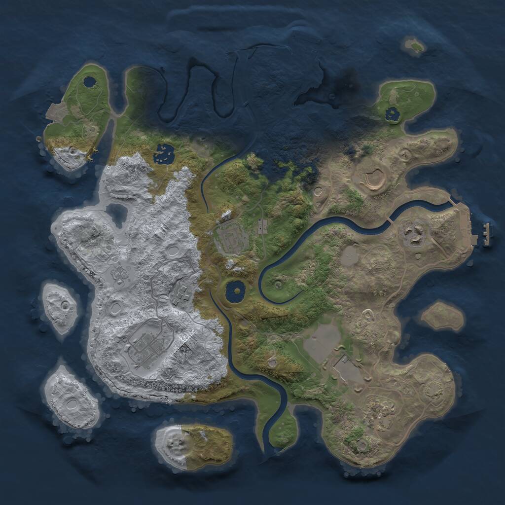 Rust Map: Procedural Map, Size: 3500, Seed: 2062673657, 14 Monuments