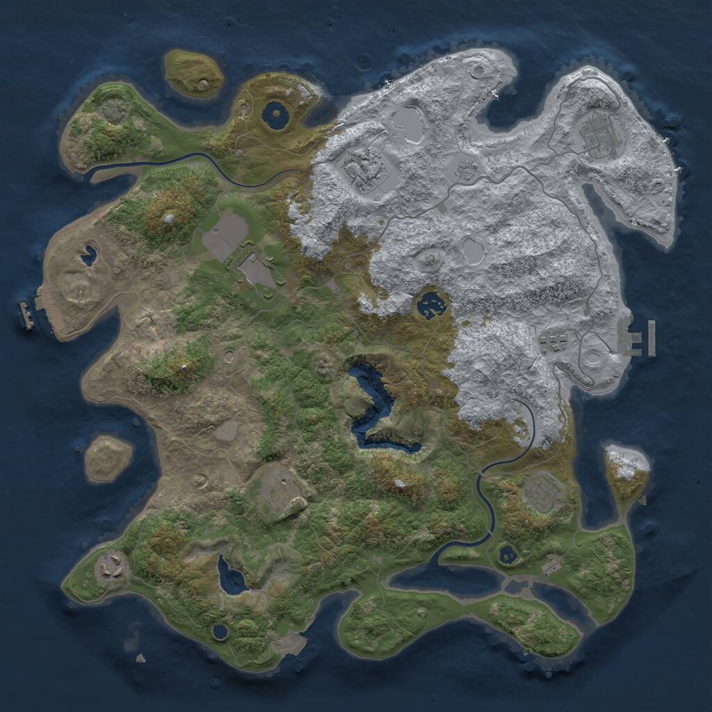 Rust Map: Procedural Map, Size: 4000, Seed: 27349, 14 Monuments