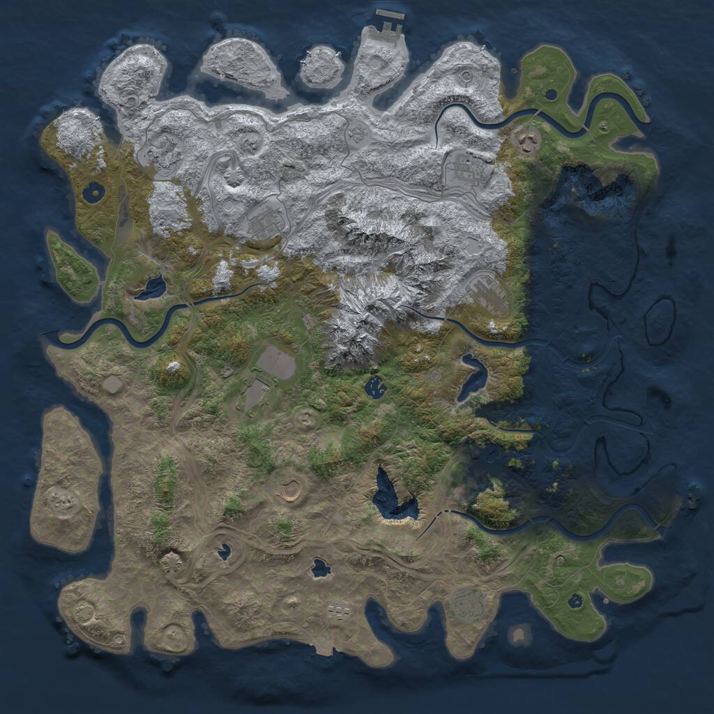 Rust Map: Procedural Map, Size: 5000, Seed: 1154865052, 17 Monuments