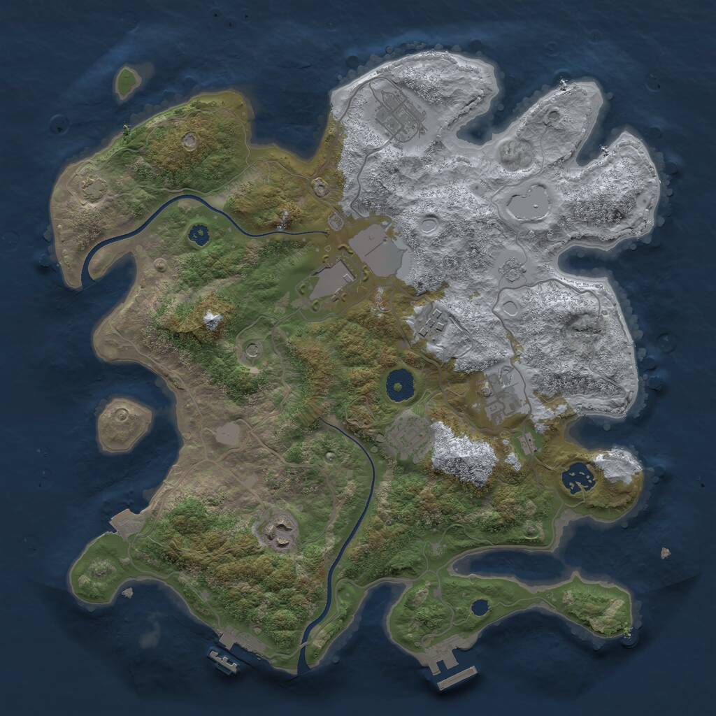 Rust Map: Procedural Map, Size: 3500, Seed: 27349, 13 Monuments