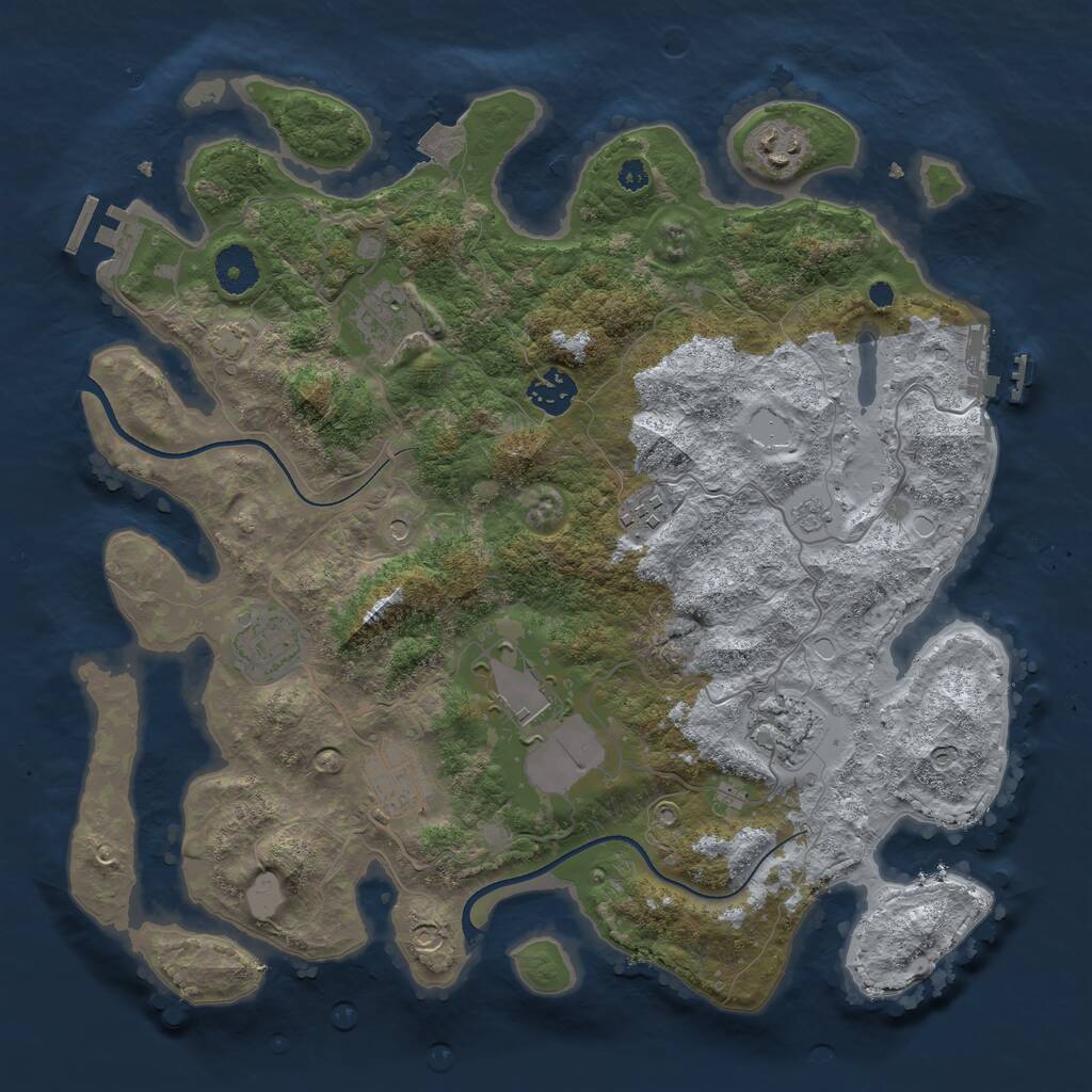 Rust Map: Procedural Map, Size: 3600, Seed: 119898316, 14 Monuments
