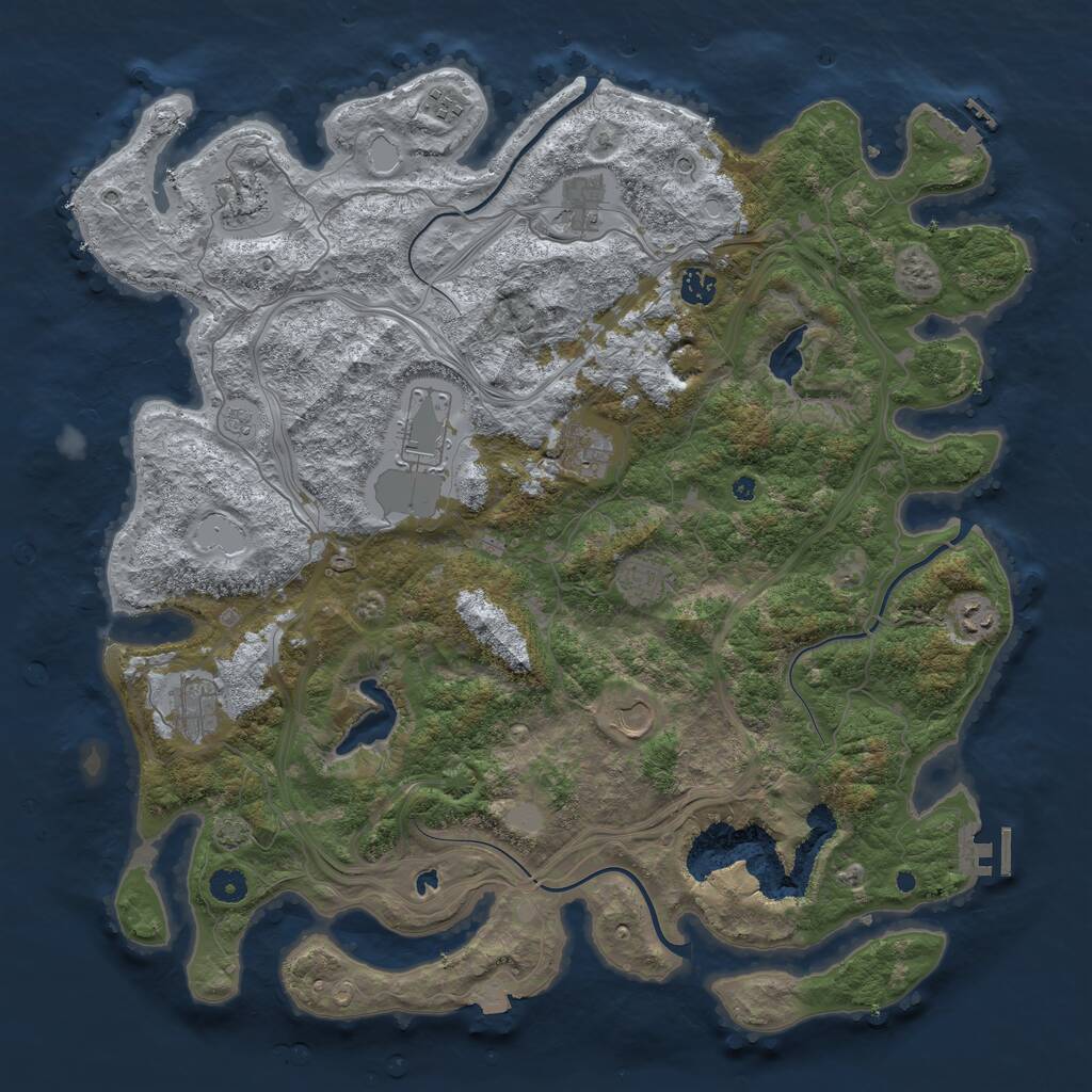 Rust Map: Procedural Map, Size: 4500, Seed: 545626, 16 Monuments