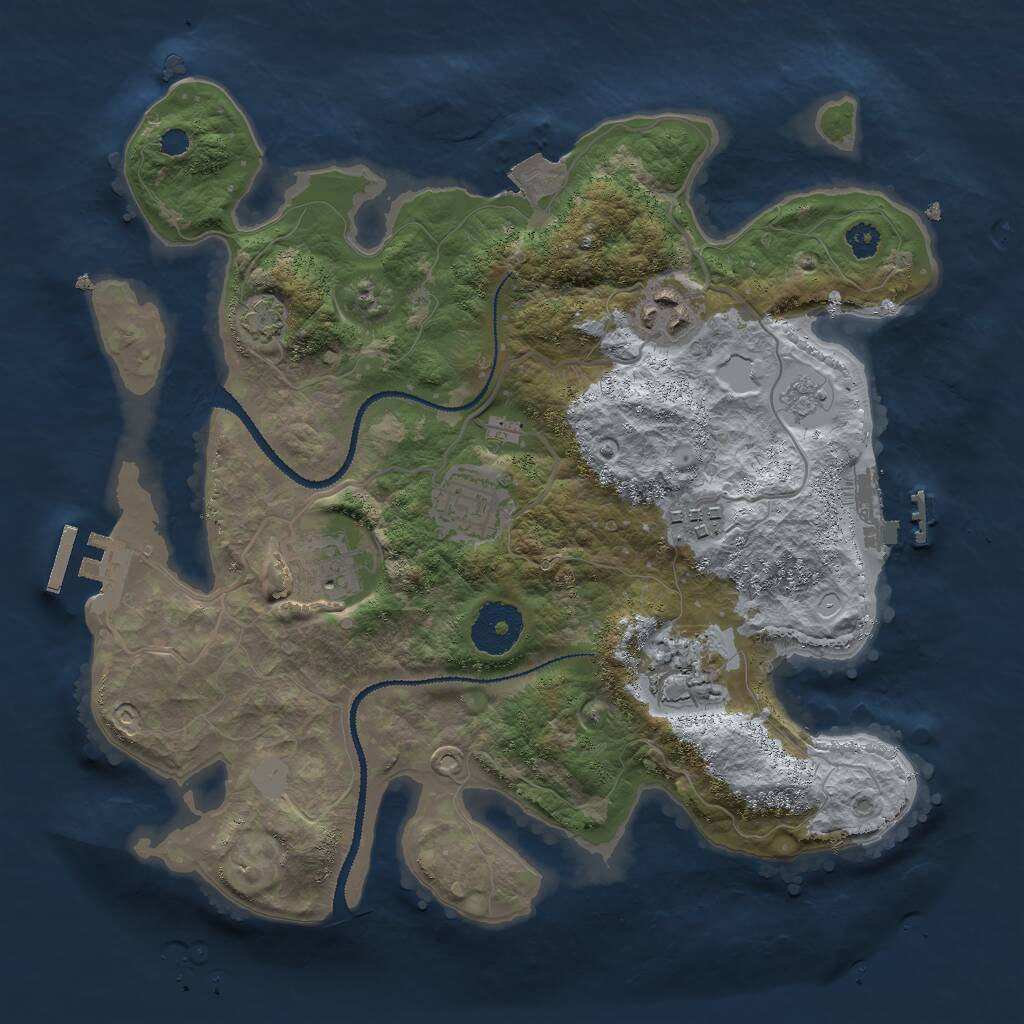 Rust Map: Procedural Map, Size: 3000, Seed: 912289162, 10 Monuments