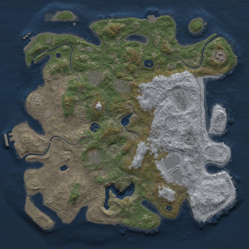 Rust Map: Procedural Map, Size: 4096, Seed: 953211496, 14 Monuments