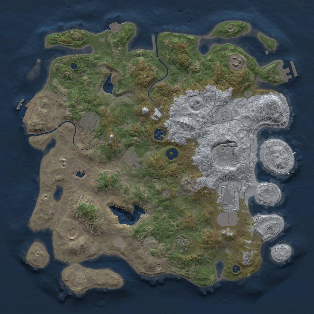 Rust Map: Procedural Map, Size: 4000, Seed: 1919745591, 15 Monuments