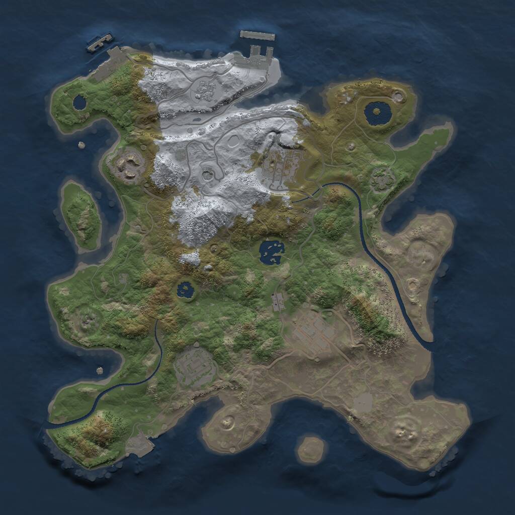 Rust Map: Procedural Map, Size: 3000, Seed: 522437567, 11 Monuments
