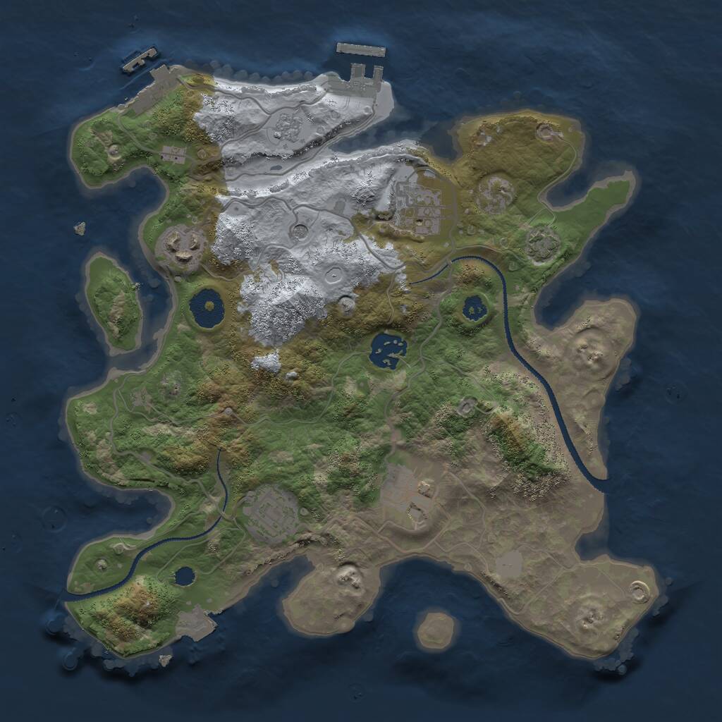 Rust Map: Procedural Map, Size: 3000, Seed: 522437567, 11 Monuments