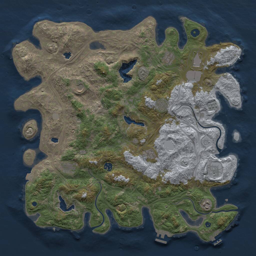 Rust Map: Procedural Map, Size: 4500, Seed: 120524, 16 Monuments