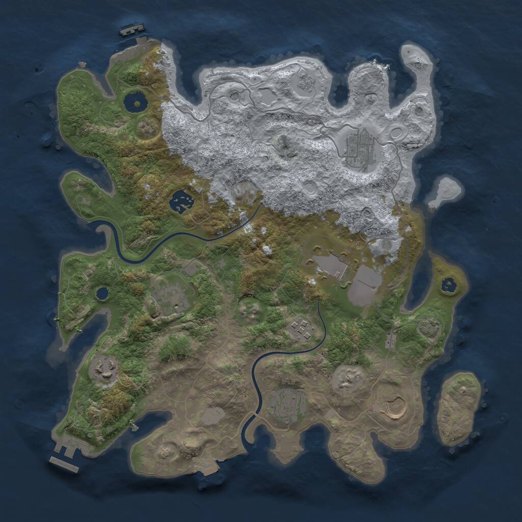 Rust Map: Procedural Map, Size: 3500, Seed: 379777032, 14 Monuments