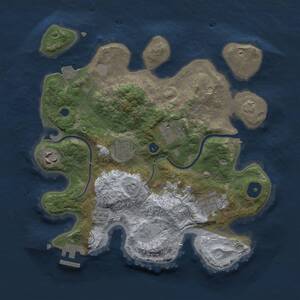 Thumbnail Rust Map: Procedural Map, Size: 3000, Seed: 1735590399, 9 Monuments