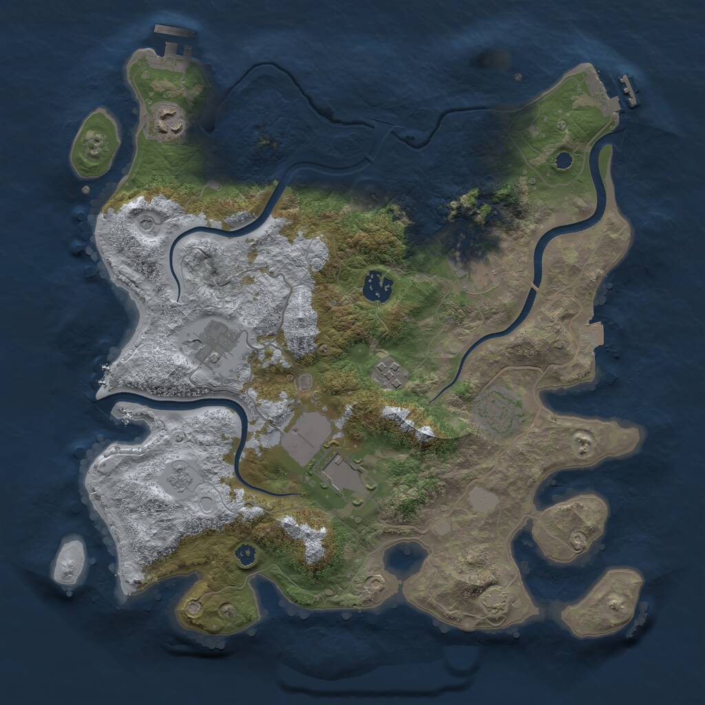 Rust Map: Procedural Map, Size: 3500, Seed: 173622918, 13 Monuments