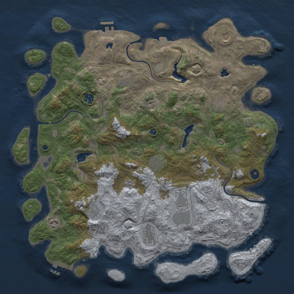 Rust Map: Procedural Map, Size: 4500, Seed: 758216355, 17 Monuments