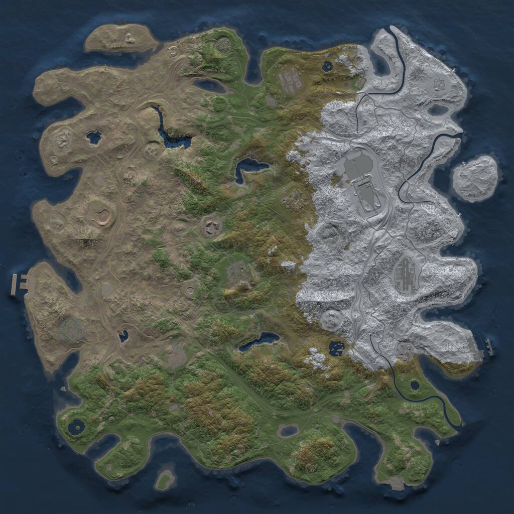 Rust Map: Procedural Map, Size: 4800, Seed: 977733071, 17 Monuments